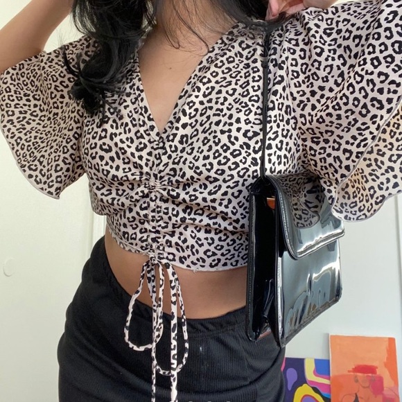 Drawstring Leopard Top - Picture 1 of 3